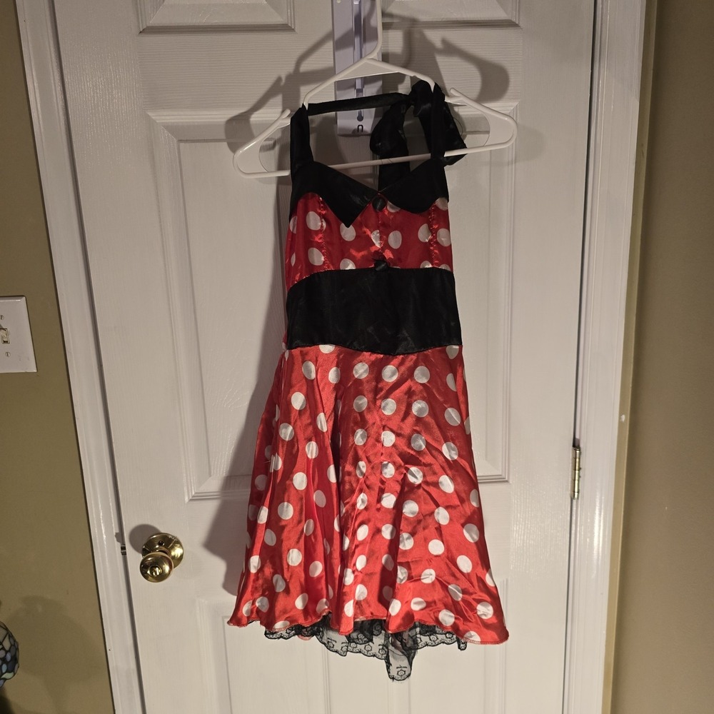 Fun World Red Polka Dot Mouse Costume Dress Set with Ears and Gloves Medium 8-10